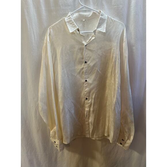 Unbranded Satin Jacquard Button-Down Blouse – Size Large - Picture 1 of 8